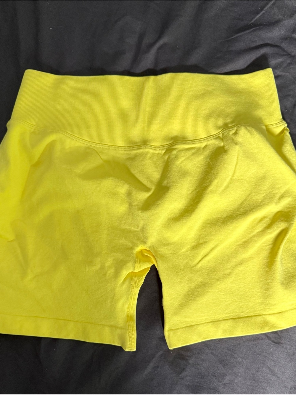 High-Waist Yellow Athletic Compression Shorts by - Picture 3 of 10